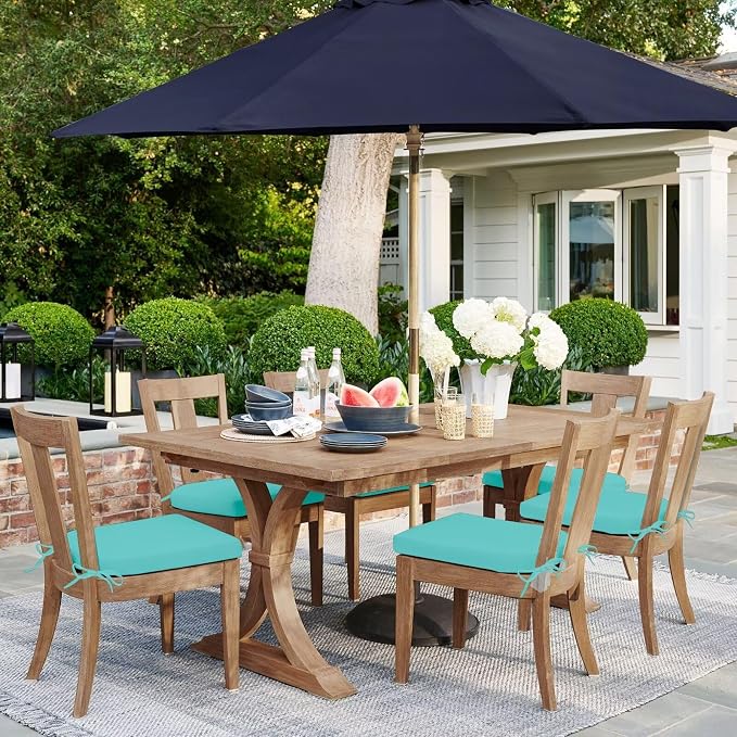 HARBOREST Outdoor Chair Cushions Set of 6, Water Resistant Patio Chair Cushions with Ties, Outdoor Seat Cushions for Patio Furniture, 17"x16"x2", Teal - Image 7