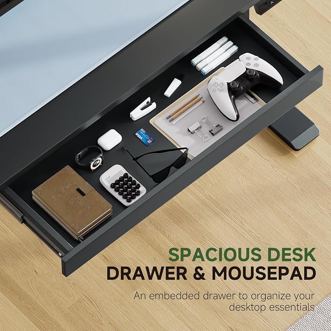 GTPLAYER Electric Standing Desk with Drawers, 48 x 24 Inches Height Adjustable Computer Desk with Monitor Stand, Laptop Stand, Sit Stand up Desk with Memory Preset for Home, Office, Black - Image 7