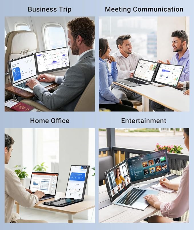14" FHD 1080P Laptop Screen Extender, Portable Monitor for Laptop | 1.3lbs Ultra-Light Dual Monitor, USB-C Plug & Play, Travel Monitor Extender, For 13"-17" Windows/Mac/Android/Chrome - Image 7
