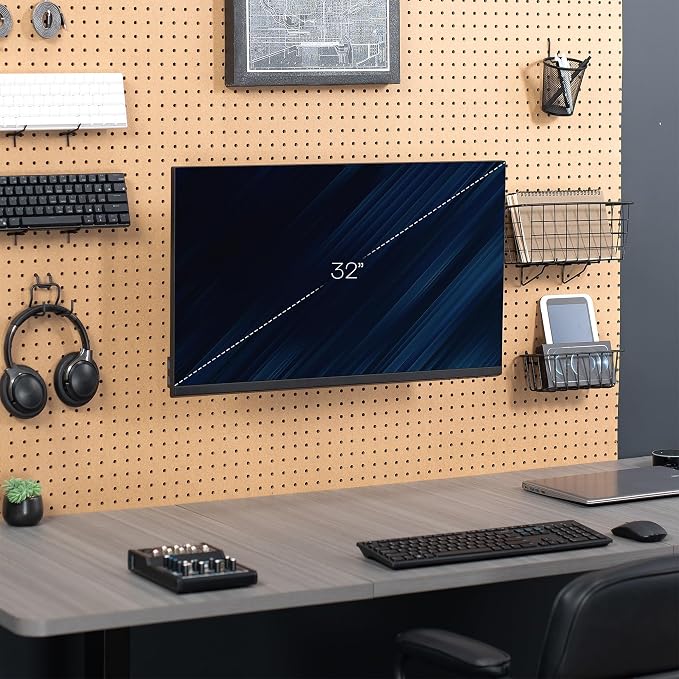 VIVO Articulating Single Monitor Pegboard Mount with Arm, Fits Screens up to 32 inches and Peg Boards up to 0.25 inches Thick with 1 inch Hole Spacing, Black, MOUNT-PB2A - Image 2