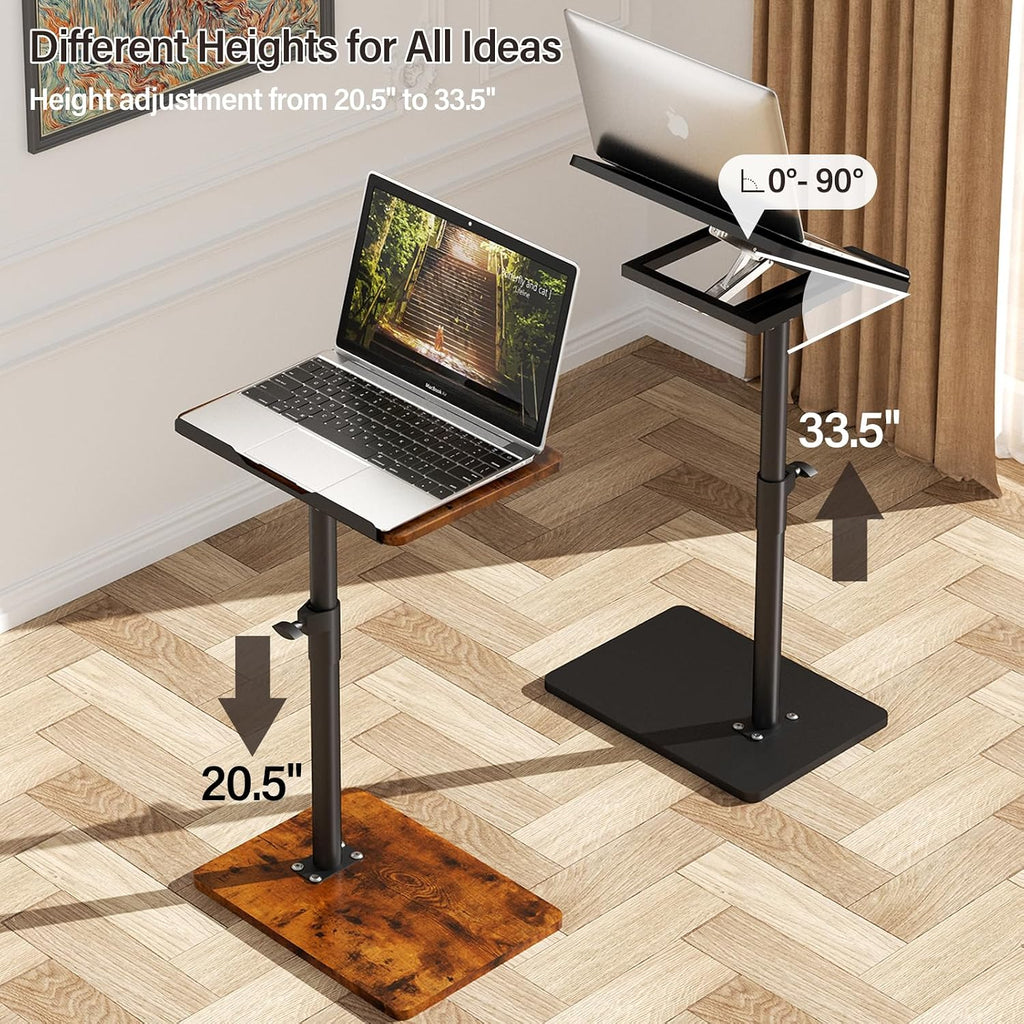 Sofa Armrest Tray Table for Couch - 360° Swivel Height Adjustable End for Small Spaces, Snack Side Table for Bed or Chair with Phone & Tablet Slot (Rich,Angle Adjustable) - Image 5