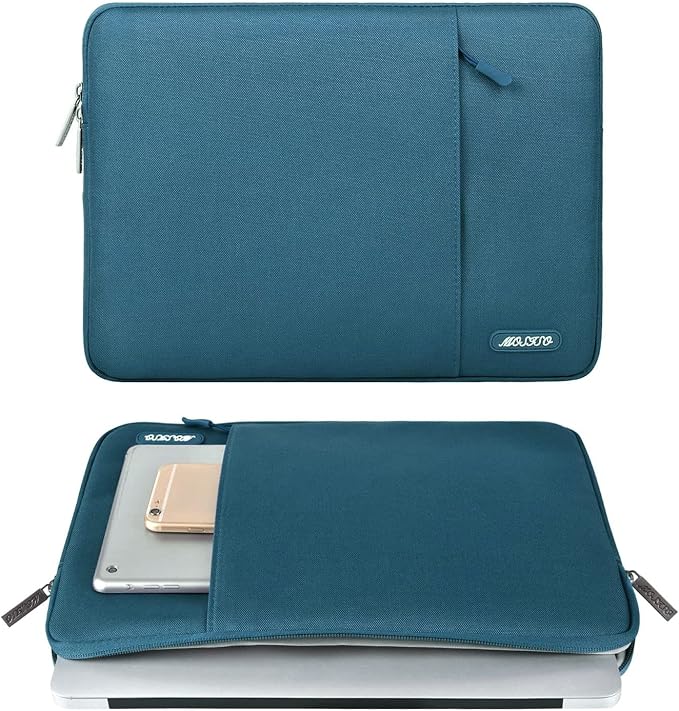 MOSISO Laptop Case 13 inch, Laptop Sleeve Bag with Pocket | Compatible with MacBook Neo A3404 2026/Air/Pro 13 M5/M4/M3/M2/M1 2026-2016, Polyester Vertical Computer Bag, Deep Teal - Image 2