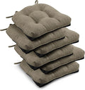 downluxe Indoor Chair Cushions for Dining Chairs, Tufted Overstuffed Textured Kitchen Chair Pads with Ties and Non-Slip Backing, 15.5" x 15.5" x 4", Khaki, 6 Pack by Downluxe