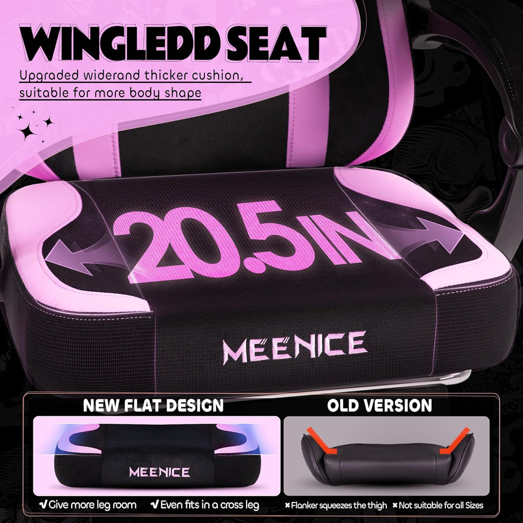 Pink Gaming Chair Cute with Cat Ears Paw Lumbar and Cushion,Ergonomic Computer Chair with Footrest,Reclining PC Game Chair for Girl Computer Chair 300lbs for Adult, Black and Purple - Image 7