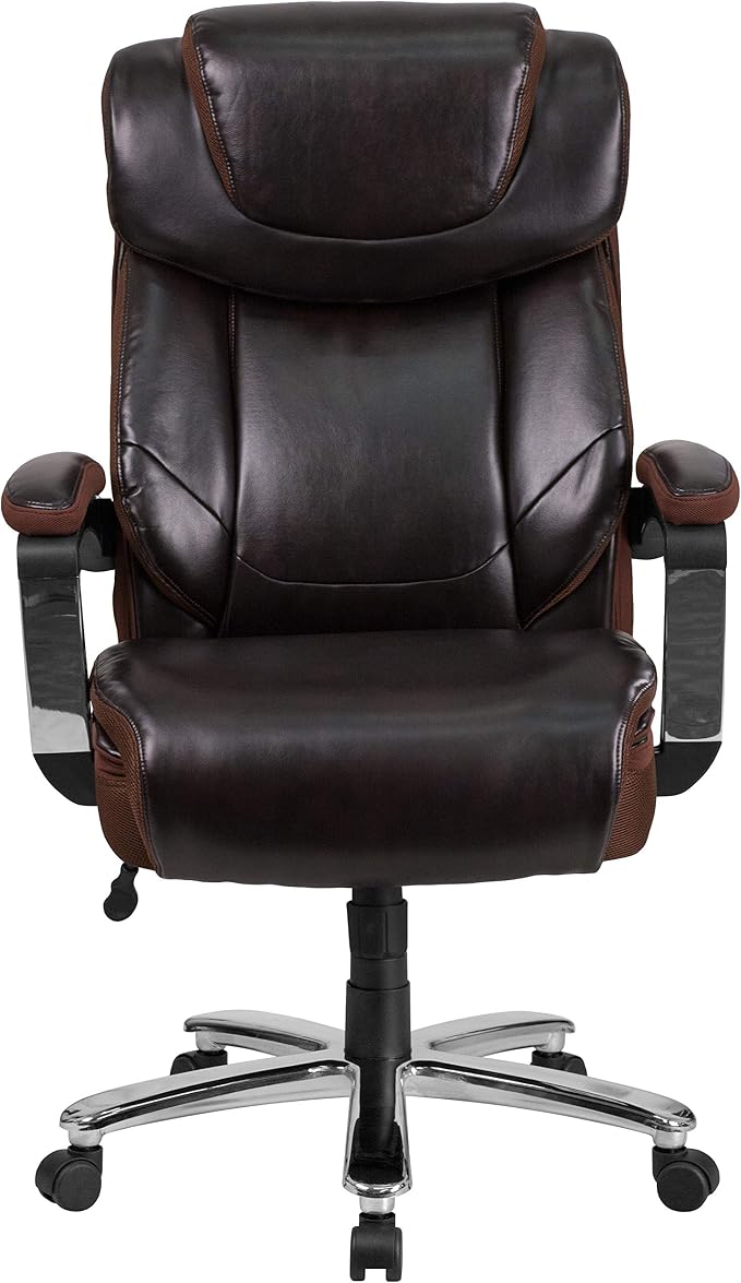 Flash Furniture Big and Tall Office Chair - Brown LeatherSoft Executive Swivel Office Chair with Headrest and Wheels | 500 LB Capacity, Padded Armrests, 360° Swivel, Height Adjustable, Commercial Grade - Image 7