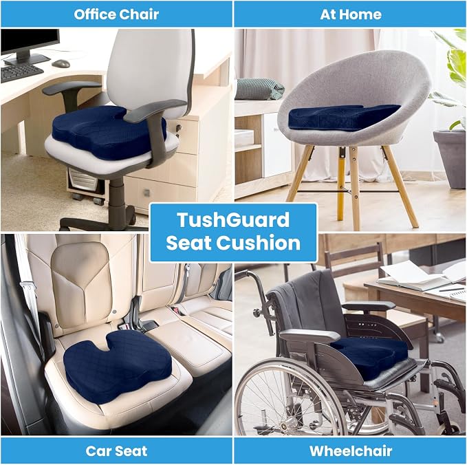Seat Cushion - for Office Chair, Car Seat, Airplane, Bleacher - Sciatica & Coccyx Pain Relief Desk Chair Cushion for Long Sitting Office Workers, Car Drivers(Blue, XX-Large) | for Car Seat, Airplane, Desk Chair - Sciatica & Hip & Coccyx Pain Relief Cus... - Image 5