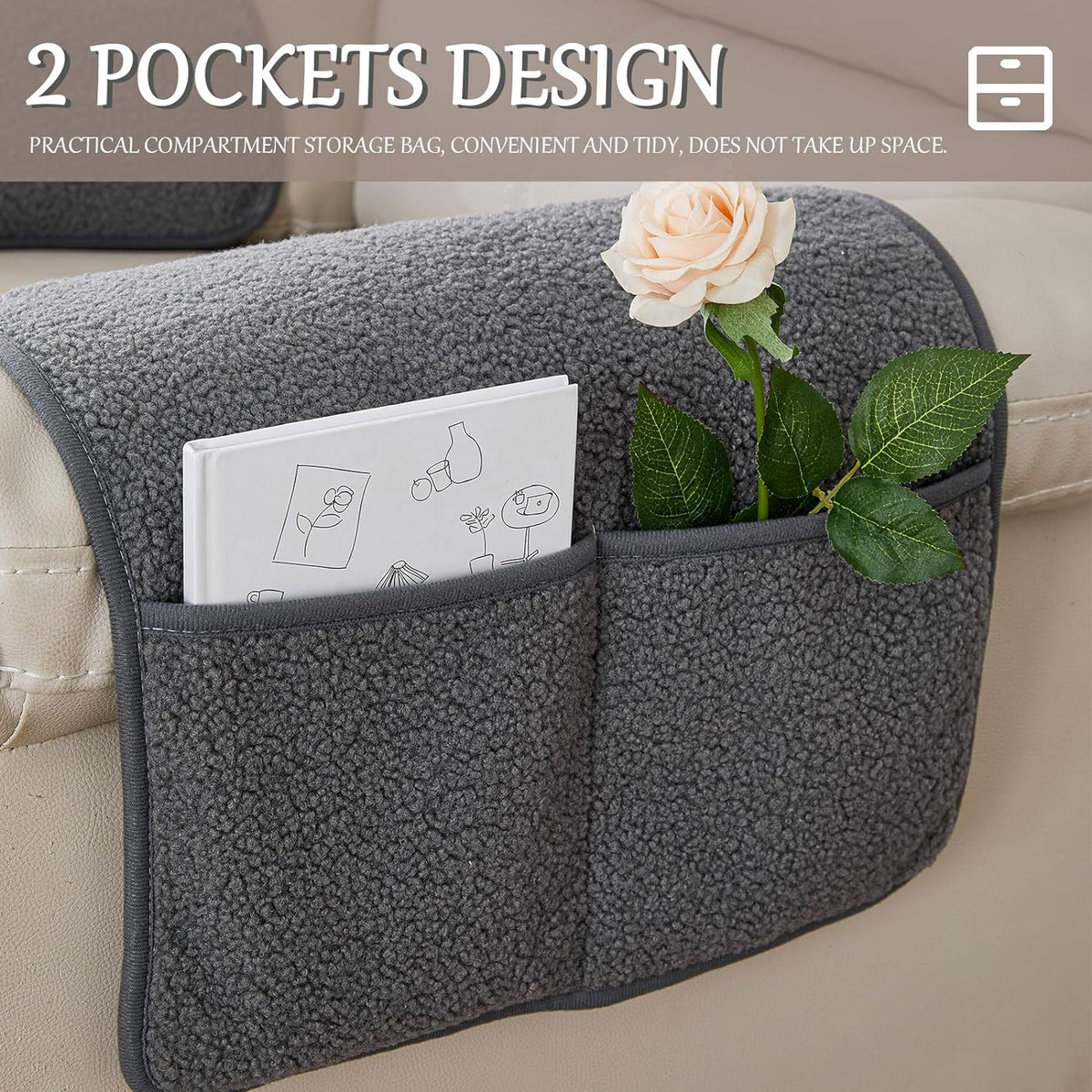 Armrest Covers for Recliners Couch Arm Covers with Pockets for Sofa - Image 4