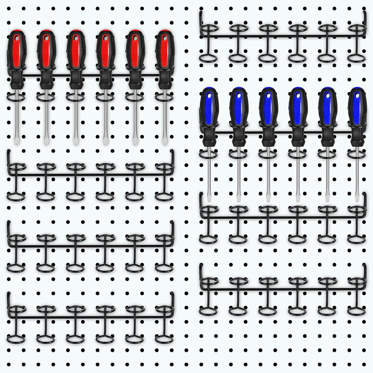 Ripeng 8 Pieces Pegboard Screwdriver Holder PegBoard Tool Holders, Black by Ripeng