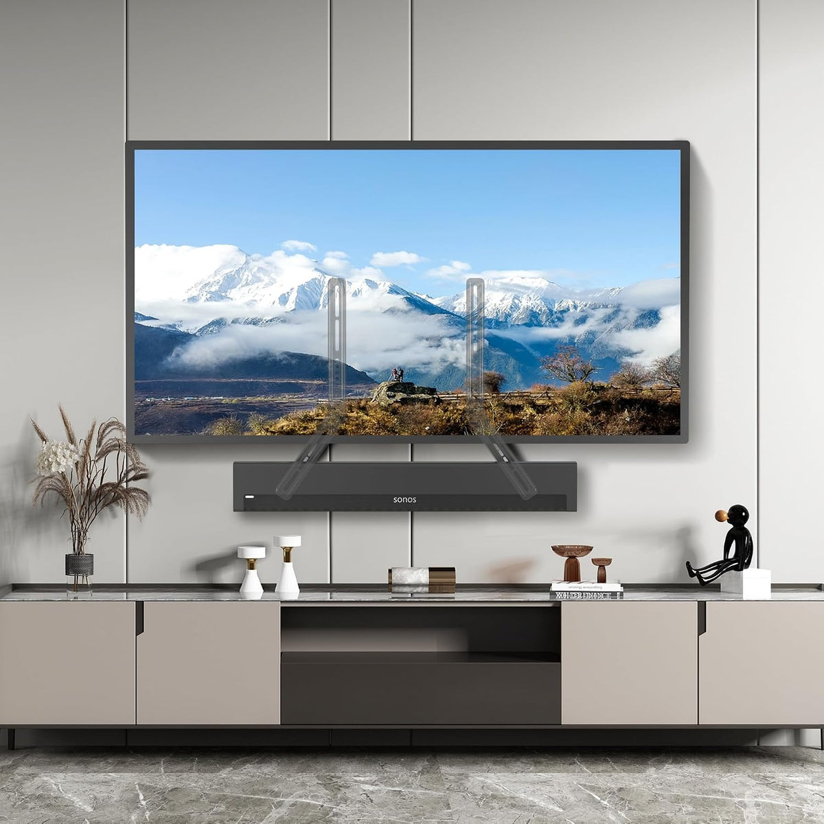 Universal Sound Bar Mounts Fits Most 23 to 65 Inch TVs Soundbar TV Mount Bracket Above or Under TV, up to 22 lbs SBR302 - Image 3