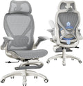 ELABEST X100 Ergonomic Mesh Office Chair with Footrest, Big and Tall Home Desk Chair with 5D Flip-Up Arms, Adjustable 3D Lumbar Support, Gaming & Executive Computer Chair by ELABEST