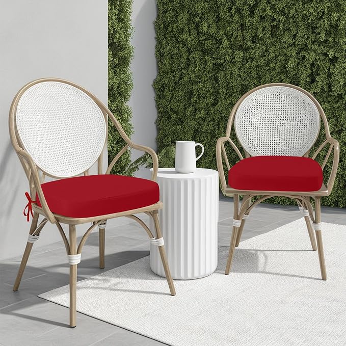 idee-home Outdoor Chair Cushions Set of 4, 19" x 19" D-Shaped | Thick Outdoor Seat Cushions Waterproof Patio Furniture with Ties Dining Pads - Image 5