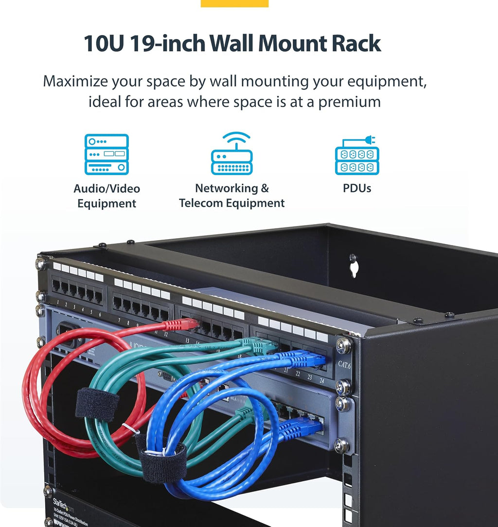 StarTech 10U 19in Wall-Mount Network Rack, 14in, 77lb (RACK-10U-14-BRACKET) - Image 2