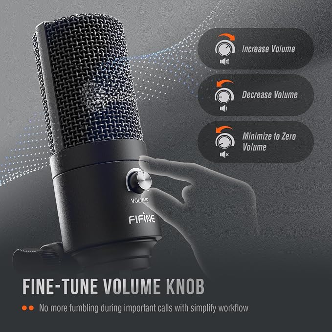 FIFINE K669B USB Microphone, Condenser Recording Mic for Vocals, Meeting | Metal Cardioid Laptop Mic for MAC OS, Windows, Voice Overs, Streaming, Online Meeting and YouTube Videos - Image 5