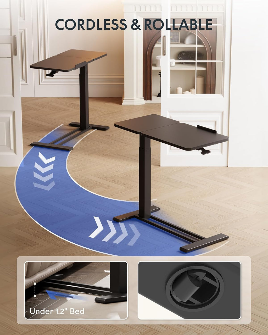 FLEXISPOT 28" Gas Spring C Table with Split Tilting Top,Mobile Side Table - Image 8
