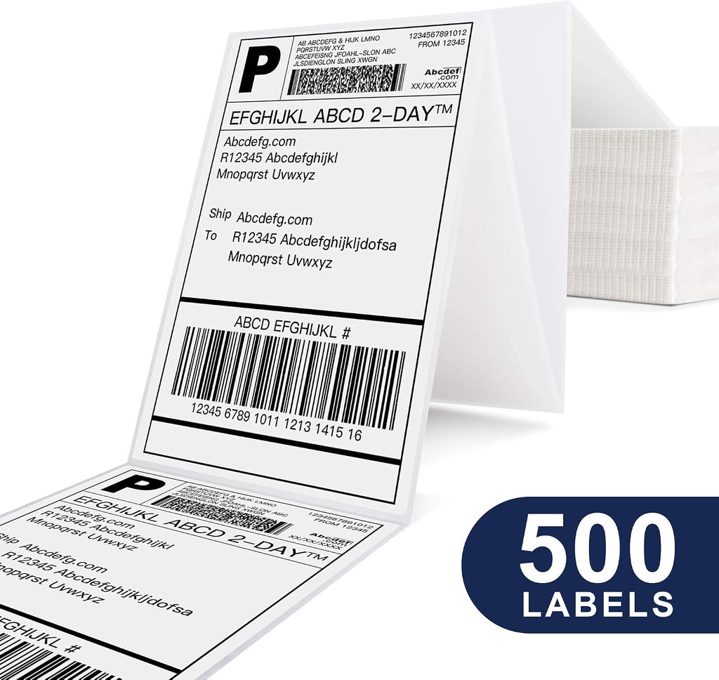 POLONO 4x6 Thermal Labels Fanfold, 500 Shipping Labels for Label Printer - Image 2