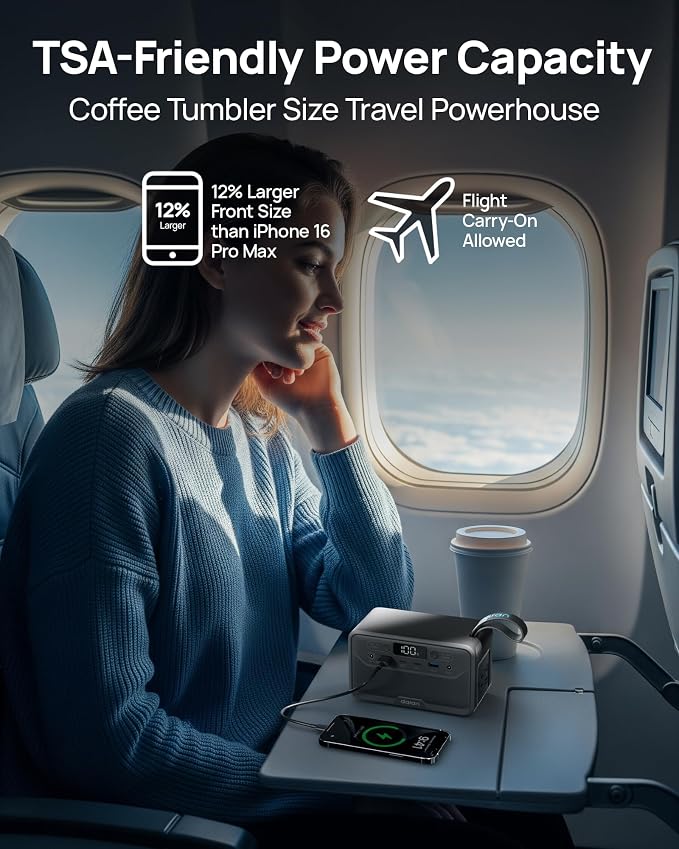 Portable Power Station 89.6Wh, 200W Surge, Power Bank with AC Outlet 100W | LiFePO4 Battery, USB-C PD Two-Way Fast Charging, Solar Generator for Laptop, Camping, Home Backup, Office, TSA Approved - Image 8
