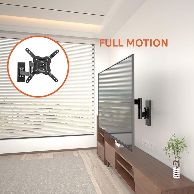 Amazon Basics Full Motion Articulating TV Wall Mount with Tilt Swivel, Extends 16 inches, VESA 200x200, for 12" to 40" TVs, 40 lbs, Black - Image 6