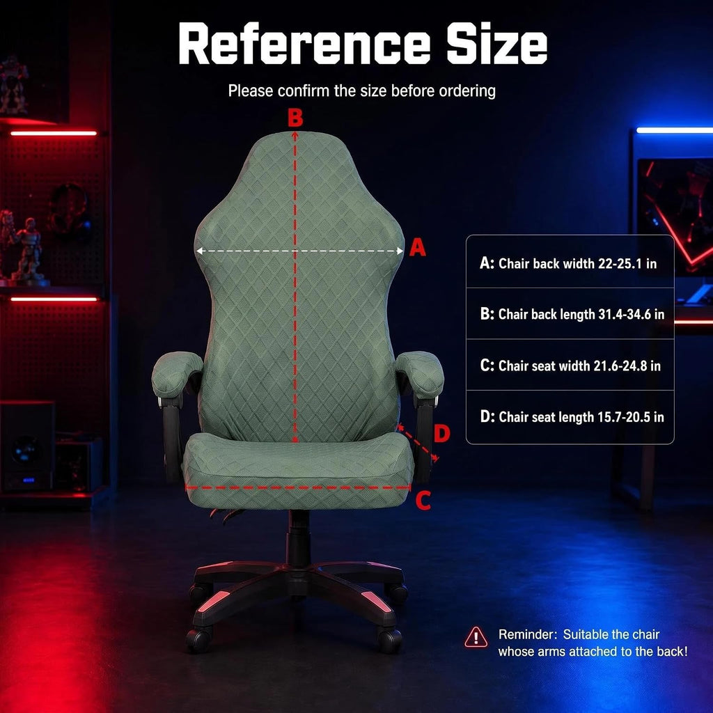 Gaming Chair Cover, 4-Piece Set Stretchy Jacquard Slipcover with Zipper & Straps for Reclining Racing Chair, Anti-Slip & Pet Scratch Resistant, Machine Washable, Sage Green - Image 5