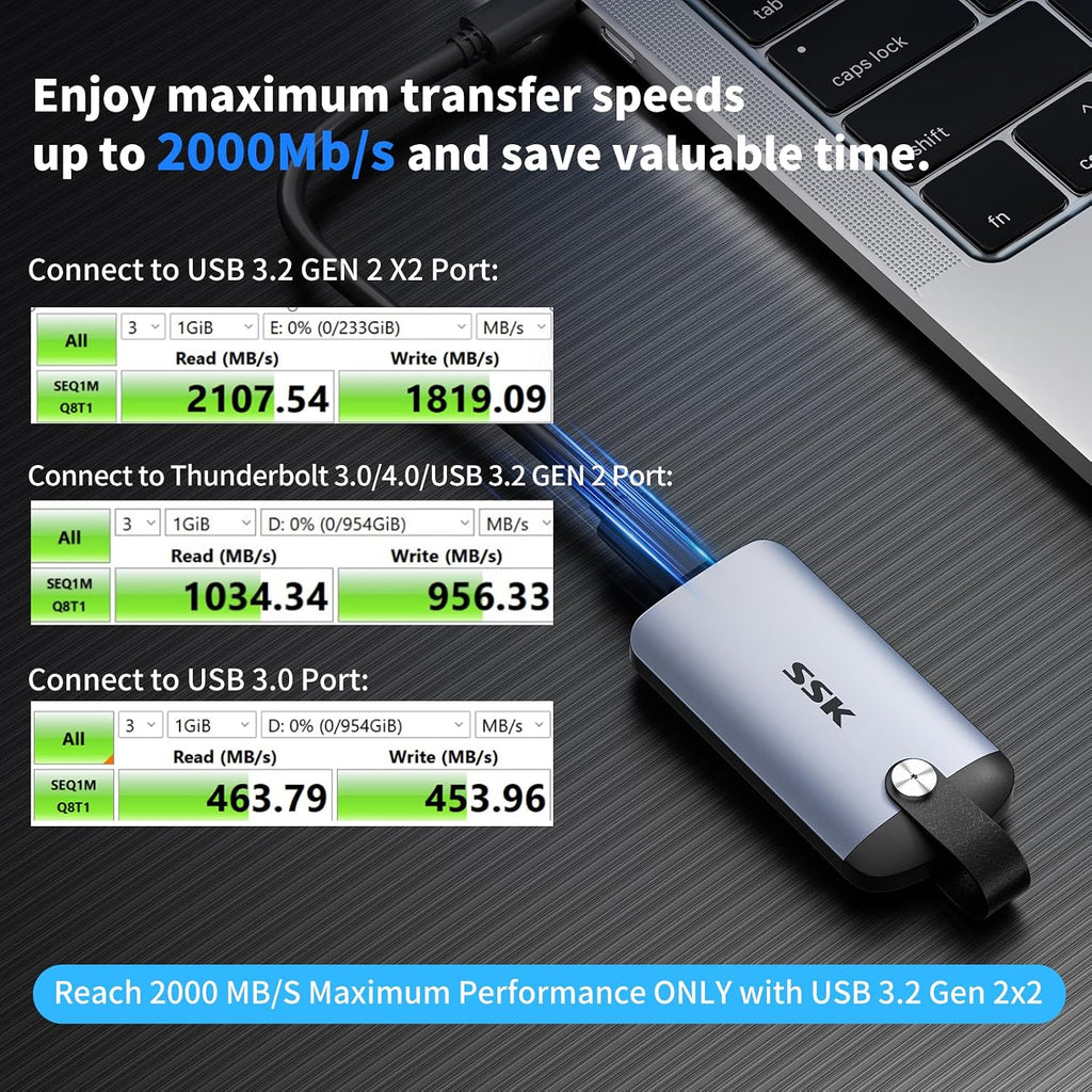 SSK External SSD Hard Drive 2TB up to 2000MB/s External Solid State Drive - Image 2
