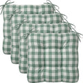 Geetery 4 Pack Chair Cushions, 16" x 15",Bean Green and White,Plaid by Geetery