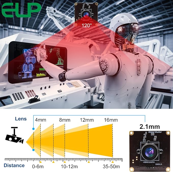 ELP High Speed Wide Angle Global Shutter USB Camera Module for Computer 1080P Mini UVC USB2.0 Webcam Board with 2.1mm Lens AR0234 High Frame 90fps Web PC Camera Board for Laptop Raspberry Pi - Image 5