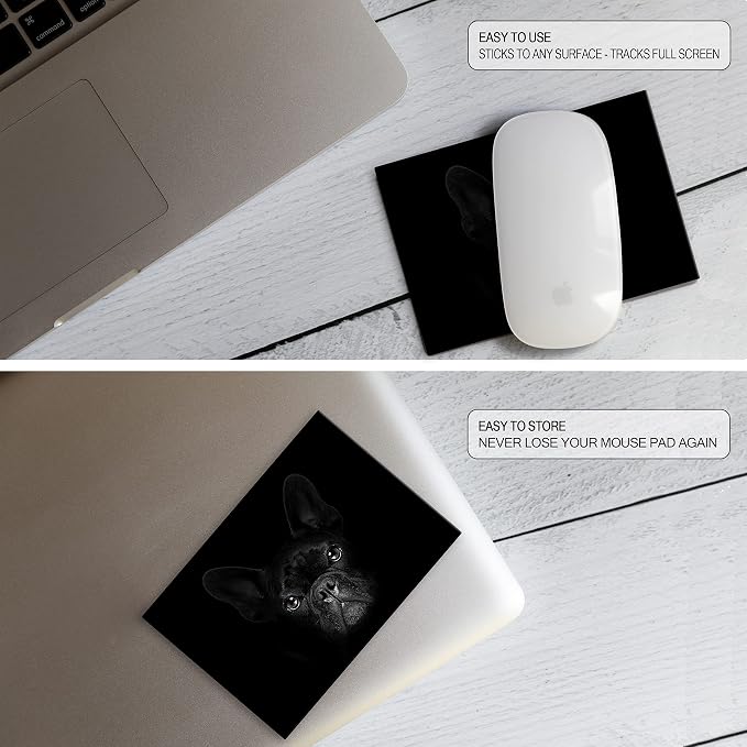 Mouse Pad Adhesive Bottom - Sticks to Any Surface - Portable - Webcam Covers and Screen Cleaner Included (Dog Fog) - Image 6