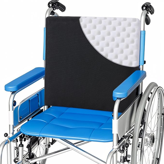 Wheelchair Back Cushion, 18"x17"x2.4" Lumbar Support Pillow for Wheelchair Removable Washable Provide Support Relieve Pain by MABOZOO