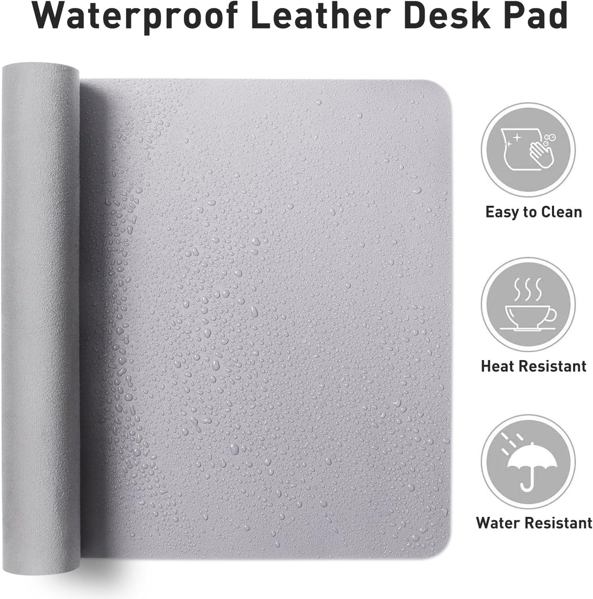 Aothia Large PU Leather Desk Pad Protector - Non-Slip Mouse Pad & Writing Mat for Office/Home, Waterproof, Easy to Clean (23.6" x 13.7", Smoky Lavender) - Image 7