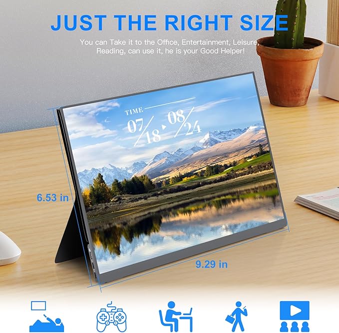 10.5" Portable Monitor 60HZ 1920x1200 FHD IPS with USB-C Mini HDMI | Full-function USB-C one-cable video & power HDMI port, for laptops, phones, PS5, Switch, Xbox without extra adapters - Image 6