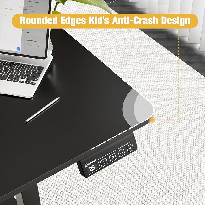 63"x28" Standing Desk, Height Adjustable Sit-Stand Home Office, Black | Electric Adjustable Standing Desk, Sit to Stand Computer Office Desk with Splice Board, Memory Preset, Lifts 28.7''-46.5" - Image 7