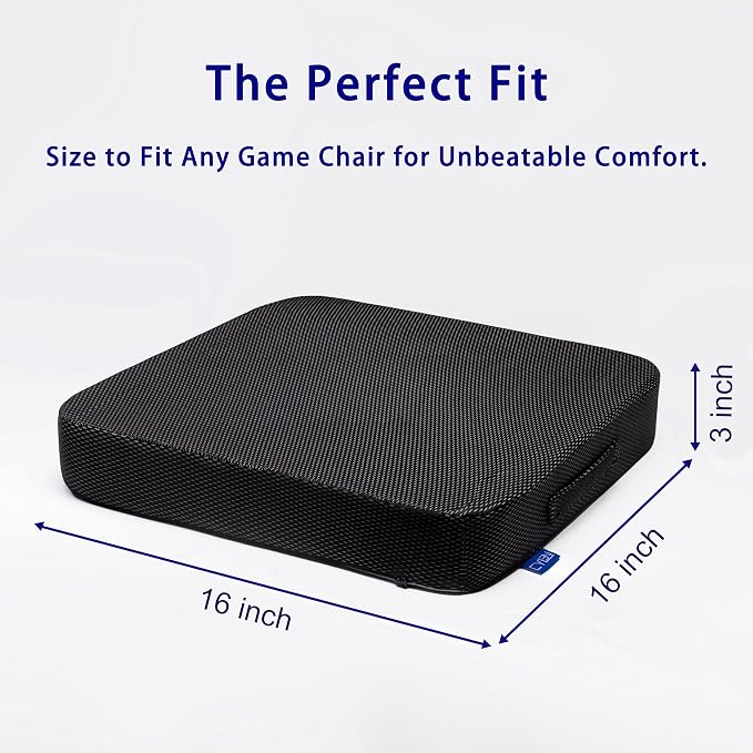 Ifoam Gel Infused Memory Foam Layer Wheelchair Cushion - Seat Cushion for Wheelchair-Office Chair, Kitchen Chair-Pressure Sore and Tailbone Pain Relief-High Dense Polyfoam Base (Black, 16×16×3 inch) - Image 2