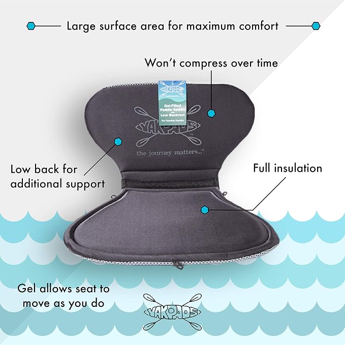 Low Back Cushioned Seat Pad, Gel Seat Pad for Kayaks, Portable Seat Cushion for Outdoor Watersports and Recreation - Cascade Creek (Low Back) - Image 4