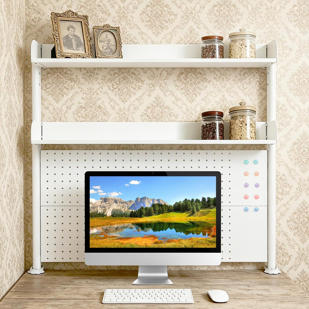Clamp On Desk Shelf Organizer with Pegboard, 39in Desktop Organizer Hutch - Image 2