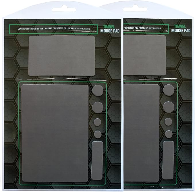 Mouse Pad Adhesive Bottom - Sticks to Any Surface - Portable - Webcam Covers and Screen Cleaner Included (2 Pack -Blank- Gray by GeckoTravelTech