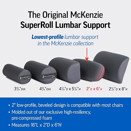 OPTP The Original McKenzie SuperRoll – Low Profile Lumbar Pillow, USA-Made | Office chair lumbar support, car back support seat cushions and travel, the preferred lumbar cushion by physical therapists - Image 5