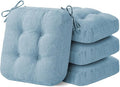 IASEAHK Chair Cushions for Dining Chairs, Dining Chair Cushions, Tufted Indoor Chair Pads with Ties & Non Slip Backing, Seat Cushions for Kitchen Chairs 16.5” x 16.5” x 3.5”, Set of 4, Light Blue by IASEAHK