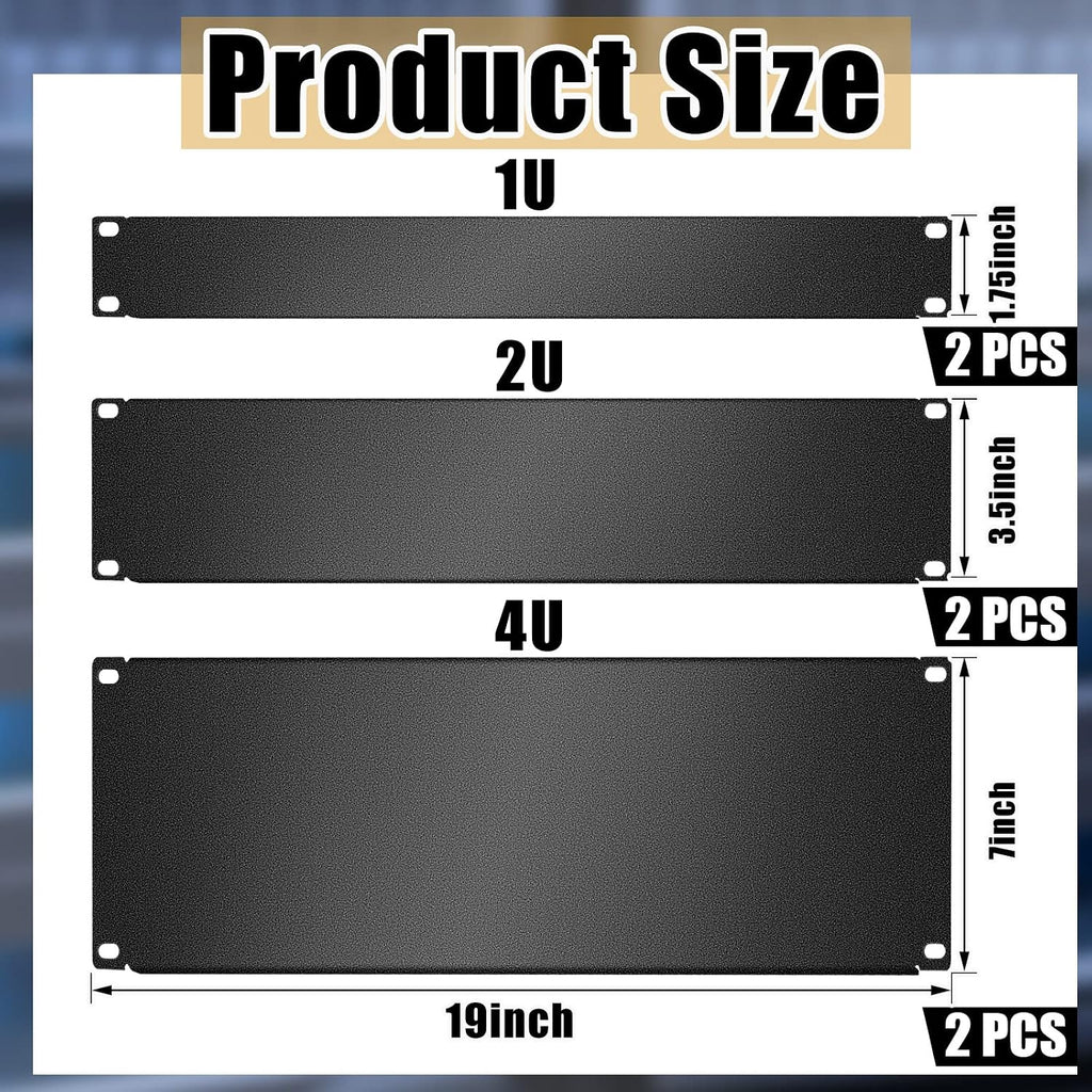 Zhengmy Blank Panel 1u 2u 4u 19 Inch Metal Rack Mount Filler, 6 Pieces - Image 2