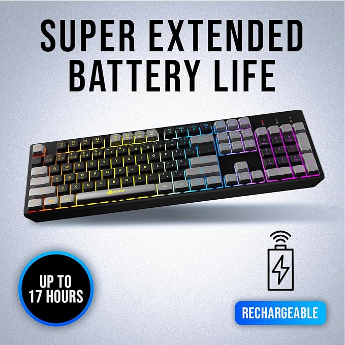 KLIM Chroma Wireless Keyboard – RGB Backlit Gaming, Rechargeable Battery, PC Keyboard, Durable & Water-Resistant, Compatible with PS4, PS5 & Mac - Black - Image 3