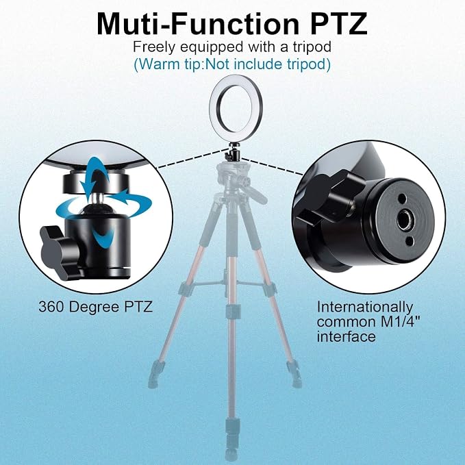 MACTREM 6" Small Ring Light with Stand for Phone Video Desk Makeup | Mini Desktop Ring Light, 3 Light Modes 11 Brightness Levels, Cell Phone Holder,for YouTube Computer Conference,USB Powered - Image 7