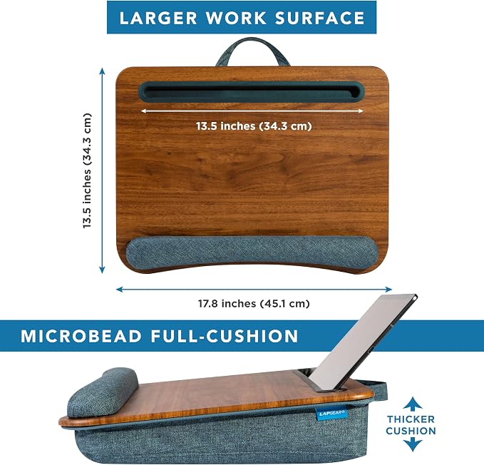 LAPGEAR Portable Laptop Lap Desk – Espresso Woodgrain, Fits 15.6" Laptops - Image 5