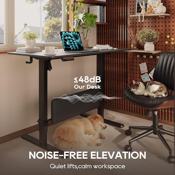 MALOL 47" x 24" Electric Standing Desk with Adjustable Footrest, Black | Height Adjustable Computer Home Office Gaming Desk with 3 Memory Presets & Child Lock, Adjustable Feet, Cable Management - Image 5