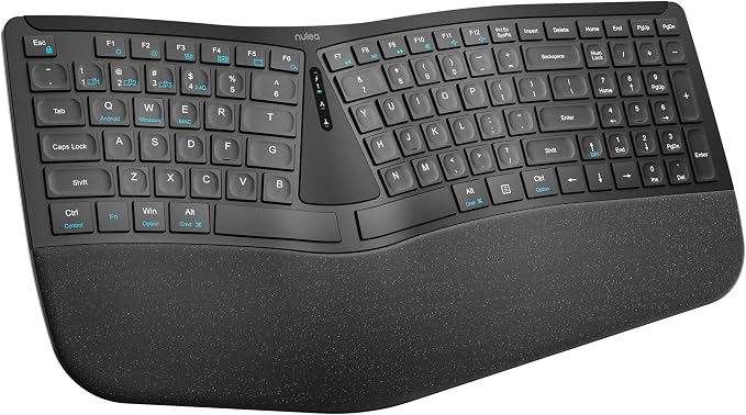 Nulea RT07B Wireless Ergonomic Keyboard - Split Keyboard, Wrist Rest, Natural Typing, Bluetooth and USB Connectivity, USB-C Rechargeable,Compatible with Windows Mac (Silver White) by Nulea
