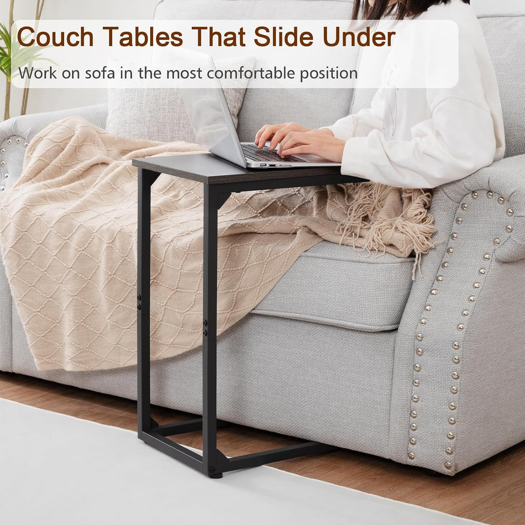 AMHANCIBLE C Shaped End Table Set of 2, Couch Side Table That Slide Under - Image 4