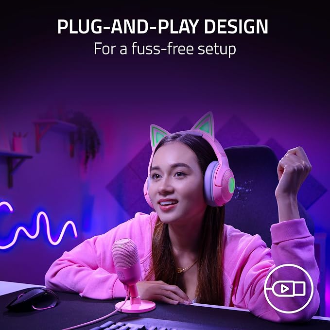 Razer Seiren V3 Mini USB Microphone, Supercardioid Condenser Mic, Pink | Tap-to-Mute Sensor with LED Indicator, Shock Absorber, Ultra Compact, Works with OBS, Discord, Zoom, Teams - Image 6