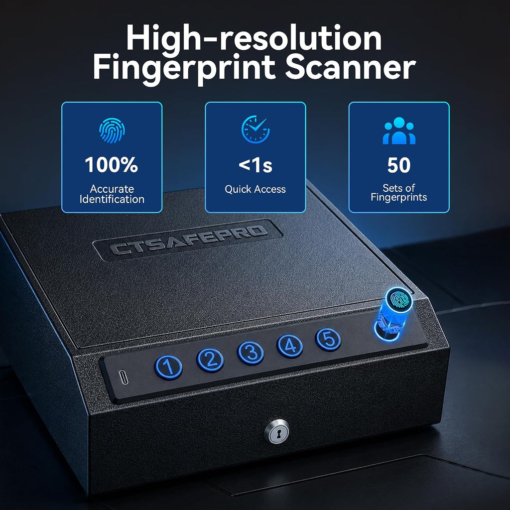Gun Safe,Biometric Fingerprint Gun Safe for Handgun Pistol Safes CTSAFEPRO - Image 3