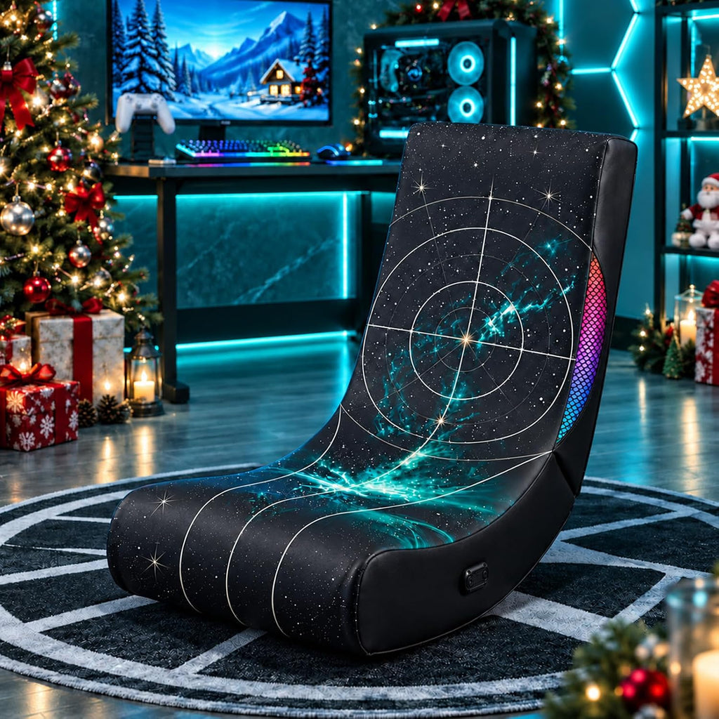 Foldable Floor Gaming Chair Rocker for Adults | Kids, LED Lights - Image 9