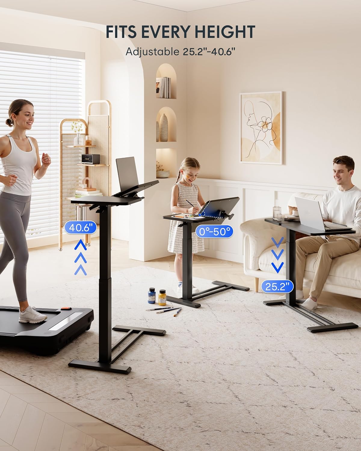 FLEXISPOT 28" Gas Spring C Table with Split Tilting Top,Mobile Side Table - Image 2