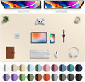 Aothia Faux Leather Desk Mat - Large Mouse Pad, Non-Slip PU Leather Blotter, Waterproof Writing Surface for Office and Home (Beige, 63" x 24") by Aothia