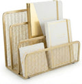 BLU MONACO | Gold Metal Mesh Mail Sorter Organizer Countertop | Paper Sorter for Desk with Three Tiers | Letter Organizer and Outgoing Mail Holder by Blu_Monaco