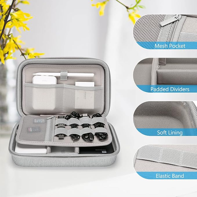ProCase Hard Travel Electronic Organizer Case for MacBook Power Adapter Chargers Cables Power Bank Apple Magic Mouse Apple Pencil USB Flash Disk SD Card Small Portable Accessories Bag - Image 5